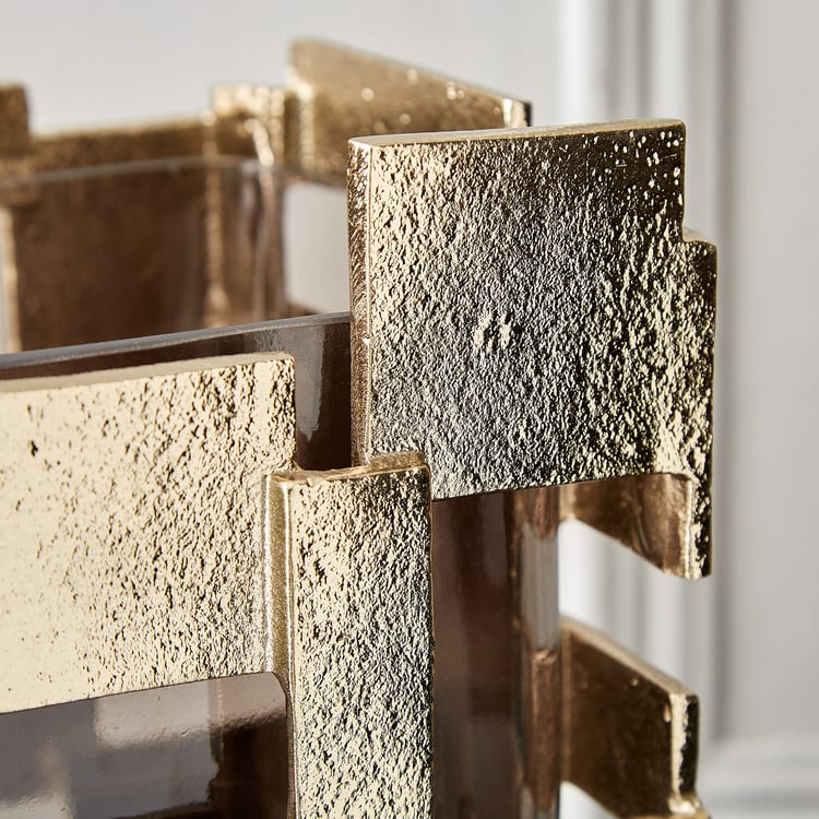 Brim Royale Blocks Glass and Aluminium Vase - Large