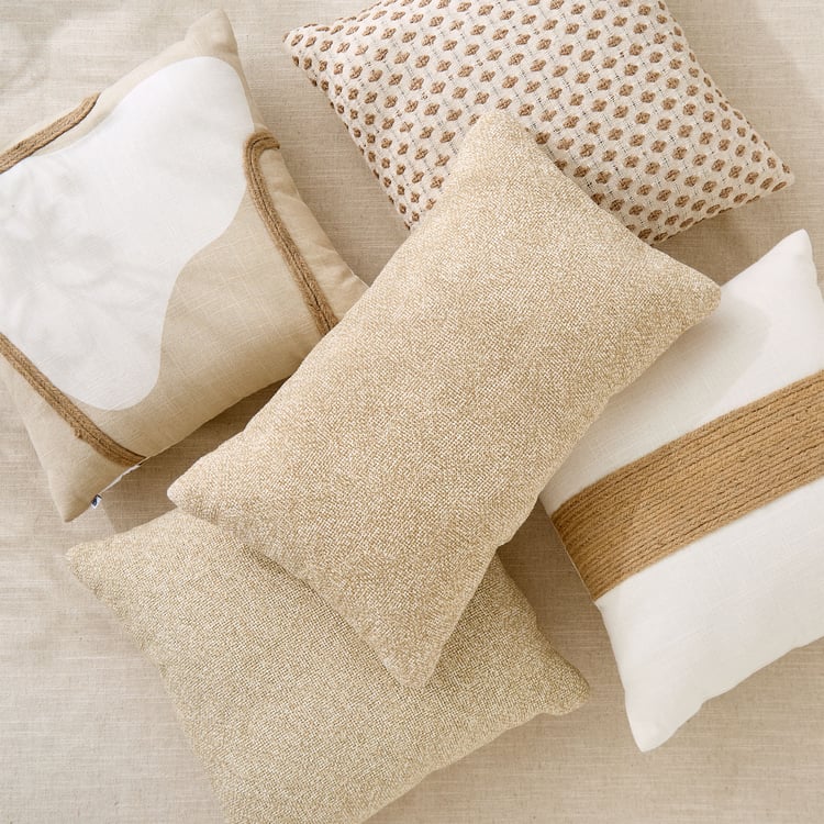 Jute Haze Cord Embroidered Filled Cushion - 40x40cm