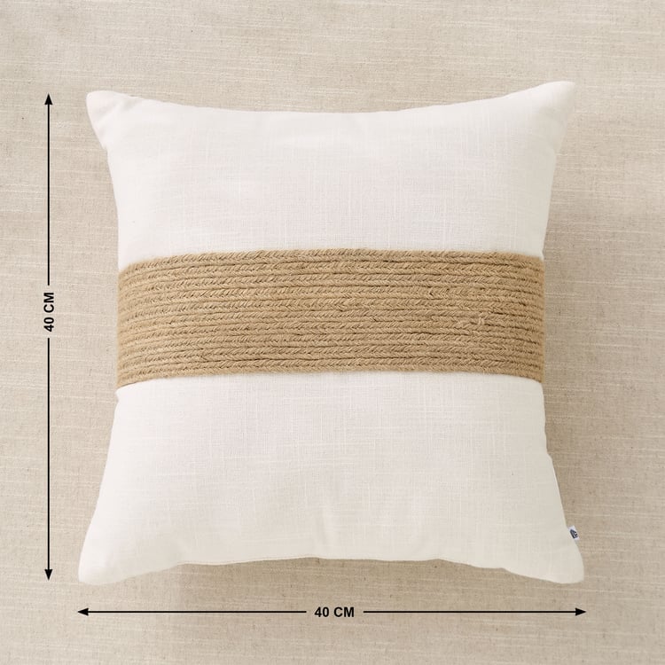 Jute Haze Cord Embroidered Filled Cushion - 40x40cm