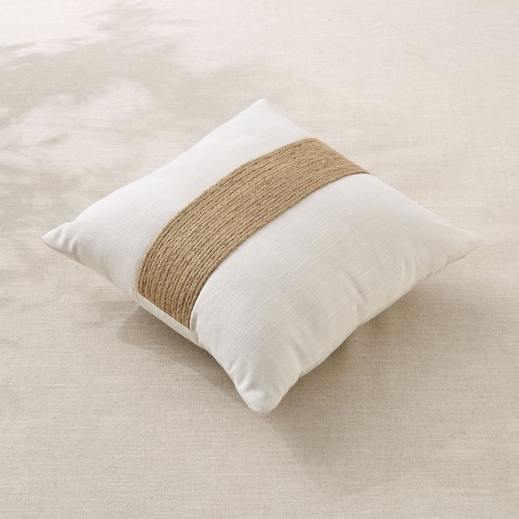Jute Haze Cord Embroidered Filled Cushion - 40x40cm