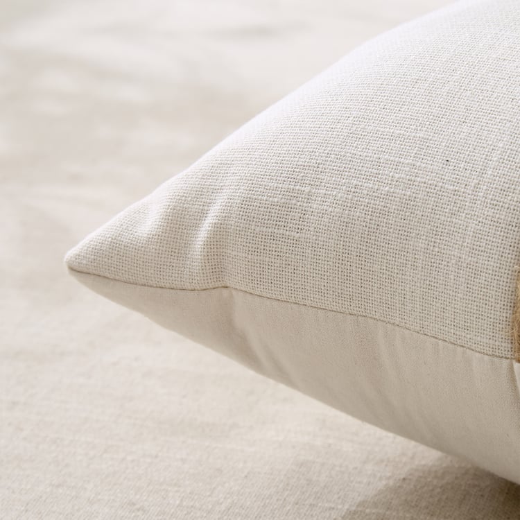 Jute Haze Cord Embroidered Filled Cushion - 40x40cm