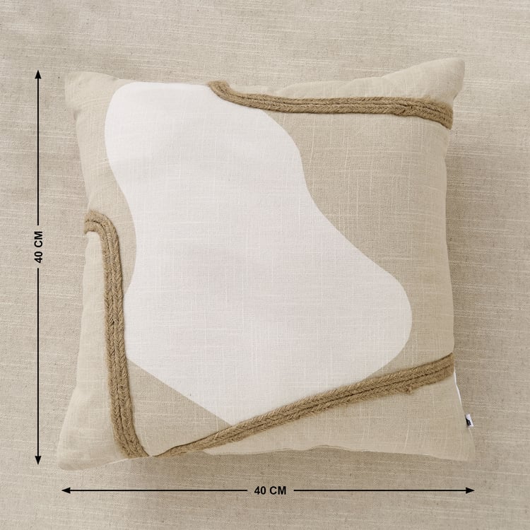 Jute Haze Retro Cord Embroidered Filled Cushion - 40x40cm