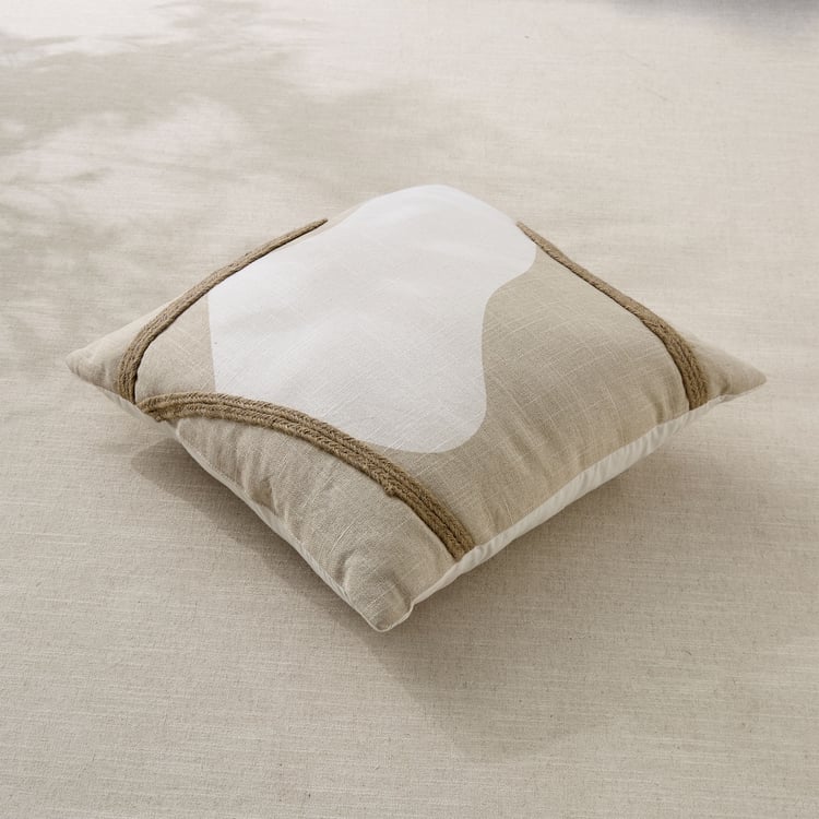 Jute Haze Retro Cord Embroidered Filled Cushion - 40x40cm