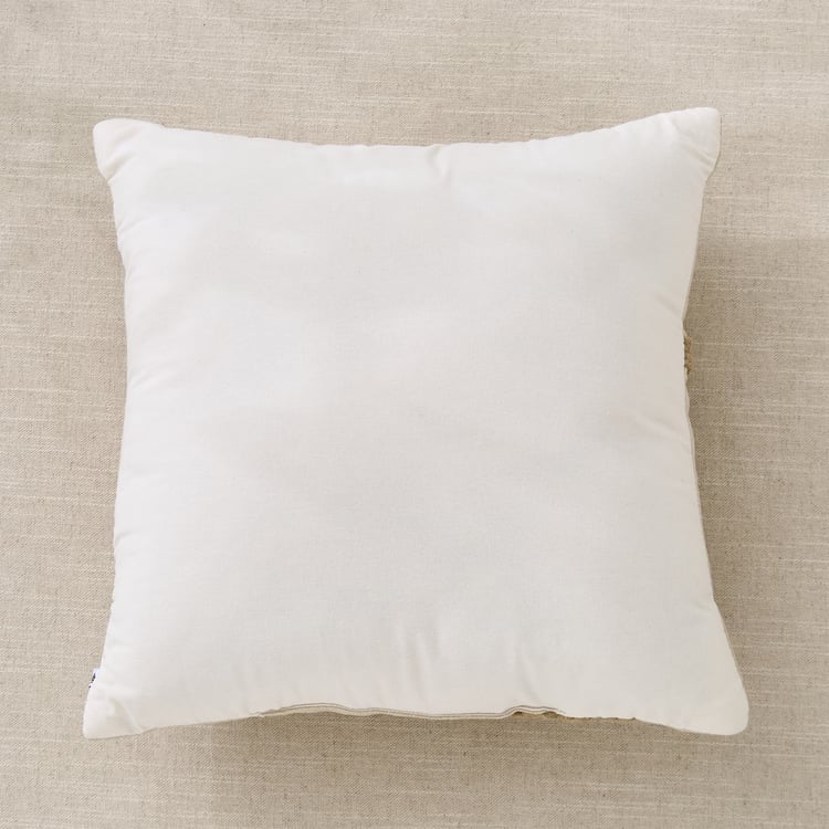 Jute Haze Retro Cord Embroidered Filled Cushion - 40x40cm