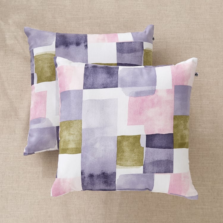 Ebony Grace Whinfell Set of 2 Geometric Print Filled Cushions - 40x40cm
