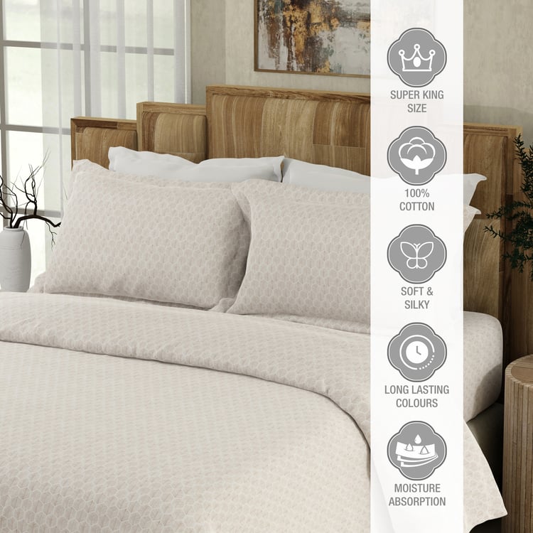 BOUTIQUE LIVING Gardenia Augusta Cotton 300TC Geometric Print 3Pcs Super King Bedsheet Set