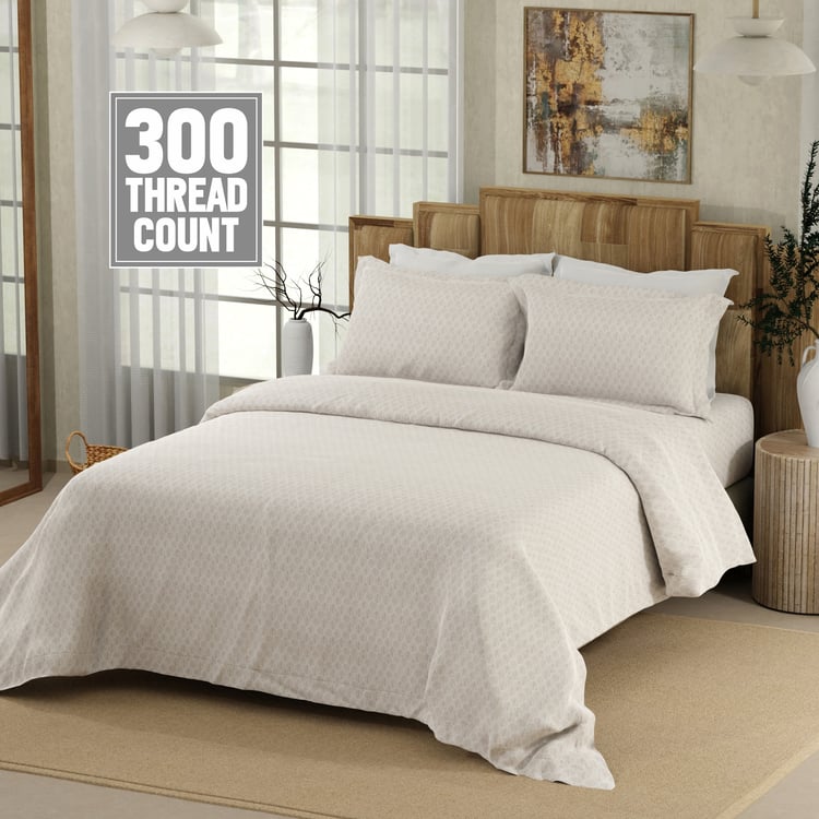 BOUTIQUE LIVING Gardenia Augusta Cotton 300TC Geometric Print 3Pcs Super King Bedsheet Set