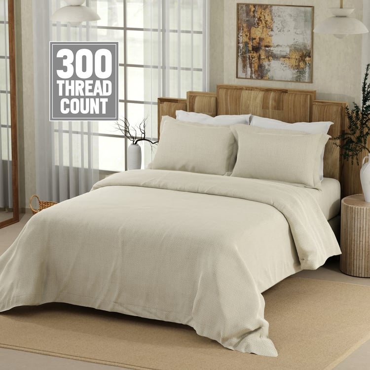 BOUTIQUE LIVING Gardenia Augusta Cotton 300TC Printed 3Pcs Super King Bedsheet Set