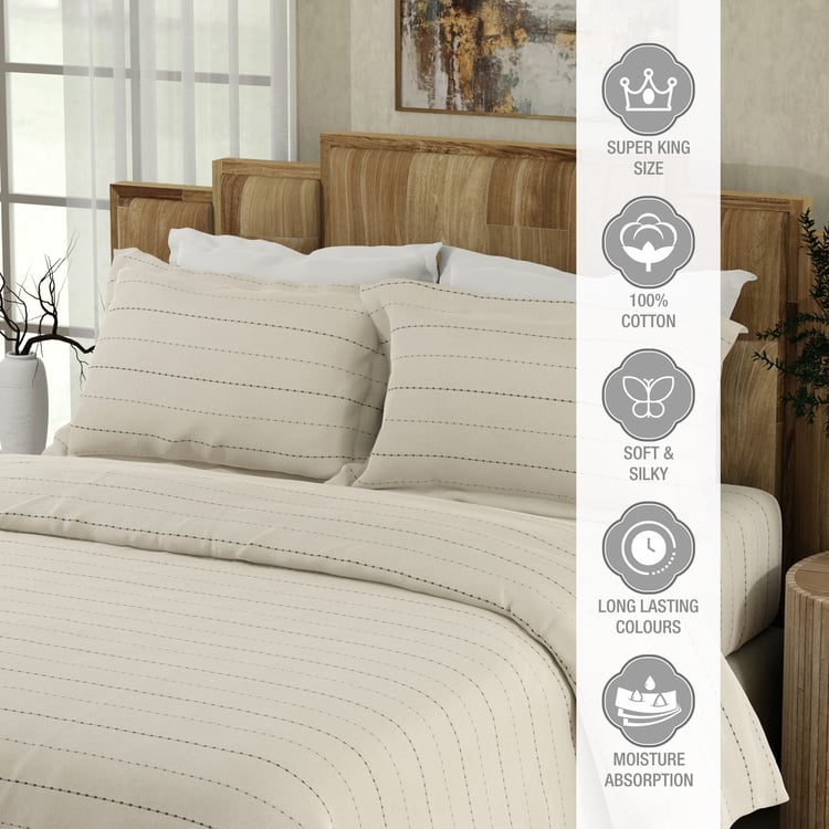 BOUTIQUE LIVING Gardenia Augusta Cotton 300TC Striped 3Pcs Super King Bedsheet Set