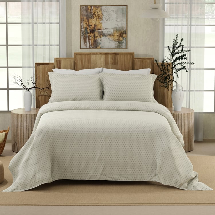 BOUTIQUE LIVING Gardenia Augusta Cotton 300TC Printed 3Pcs Super King Bedsheet Set