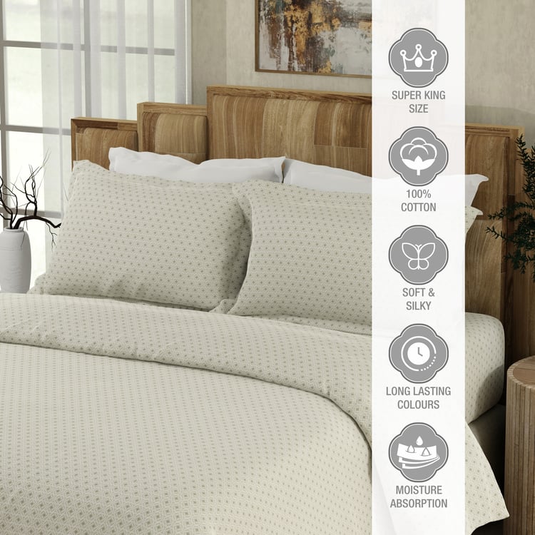 BOUTIQUE LIVING Gardenia Augusta Cotton 300TC Printed 3Pcs Super King Bedsheet Set