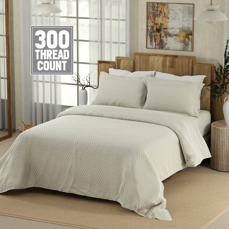 BOUTIQUE LIVING Gardenia Augusta Cotton 300TC Printed 3Pcs Super King Bedsheet Set