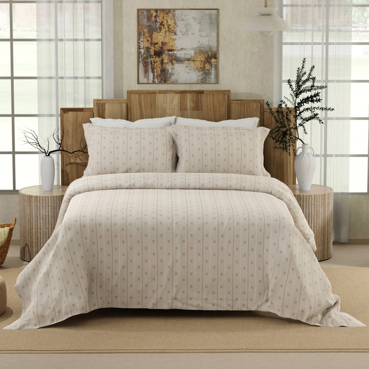 BOUTIQUE LIVING Gardenia Augusta Cotton 300TC Printed 3Pcs Super King Bedsheet Set