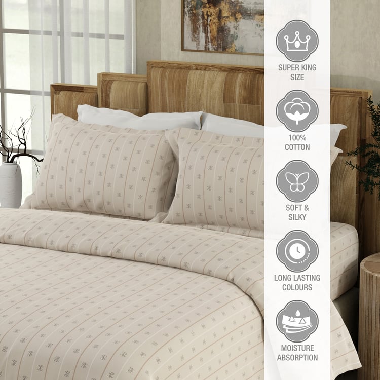 BOUTIQUE LIVING Gardenia Augusta Cotton 300TC Printed 3Pcs Super King Bedsheet Set