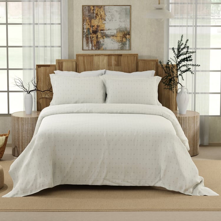 BOUTIQUE LIVING Gardenia Augusta Cotton 300TC Printed 3Pcs Super King Bedsheet Set