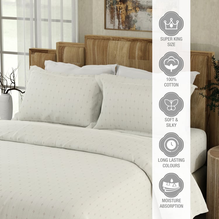 BOUTIQUE LIVING Gardenia Augusta Cotton 300TC Printed 3Pcs Super King Bedsheet Set