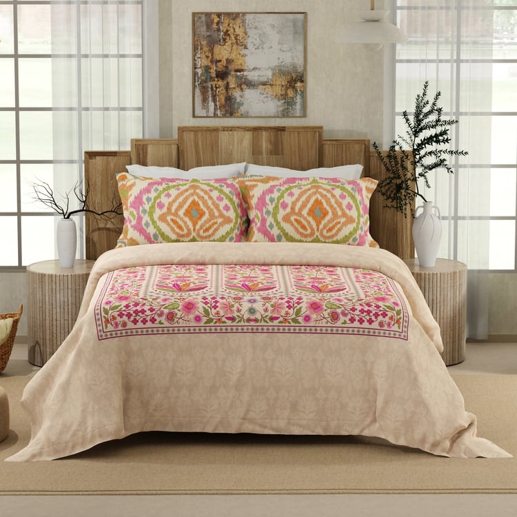 BOUTIQUE LIVING Gardenia Augusta Cotton 300TC Floral Print 3Pcs Super King Bedsheet Set