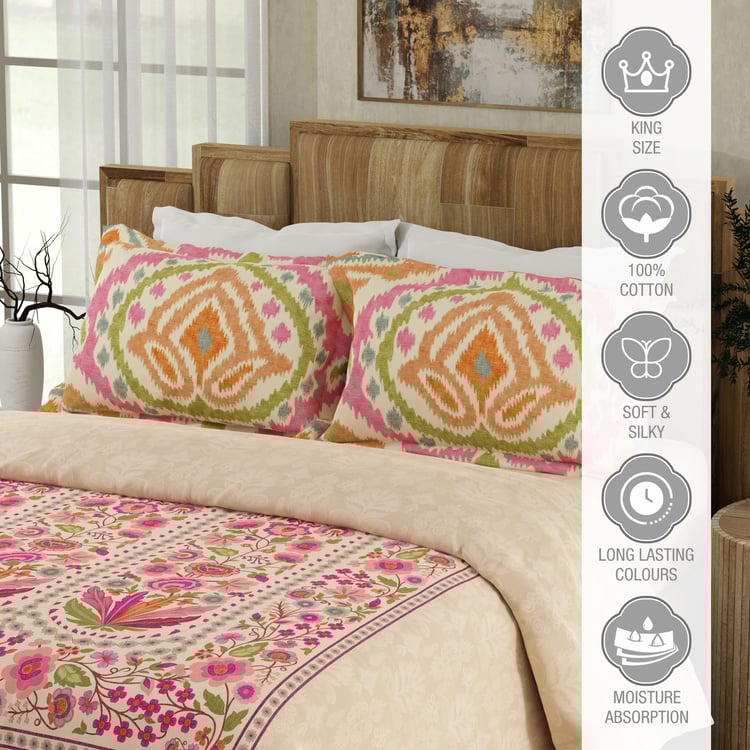 BOUTIQUE LIVING Gardenia Augusta Cotton 300TC Floral Print 3Pcs Super King Bedsheet Set