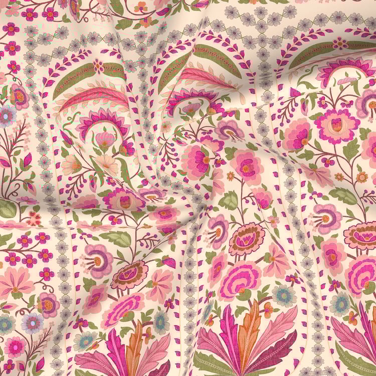 BOUTIQUE LIVING Gardenia Augusta Cotton 300TC Floral Print 3Pcs Super King Bedsheet Set