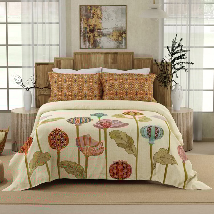 BOUTIQUE LIVING Gardenia Augusta Cotton 300TC Floral Print 3Pcs Super King Bedsheet Set