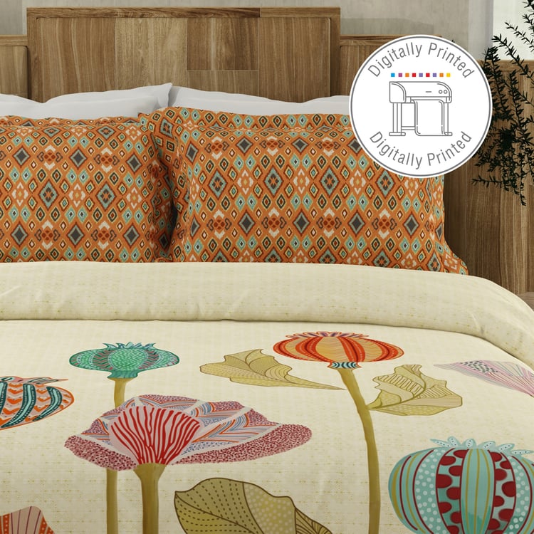 BOUTIQUE LIVING Gardenia Augusta Cotton 300TC Floral Print 3Pcs Super King Bedsheet Set