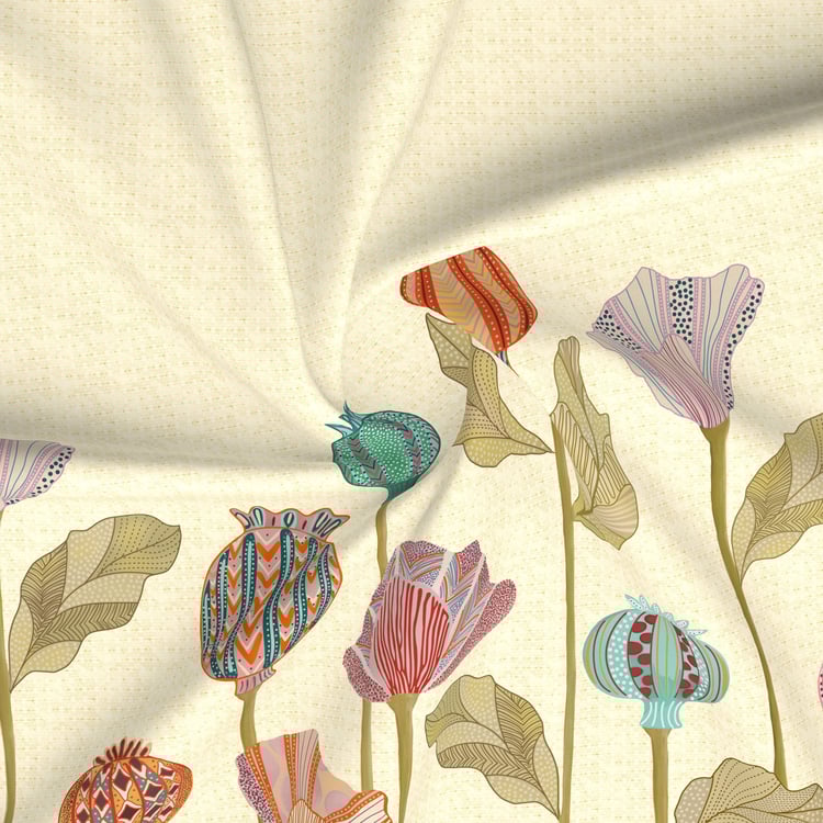 BOUTIQUE LIVING Gardenia Augusta Cotton 300TC Floral Print 3Pcs Super King Bedsheet Set