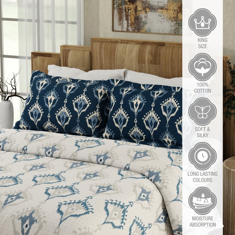 BOUTIQUE LIVING Gardenia Augusta Cotton 300TC Printed 3Pcs Super King Bedsheet Set