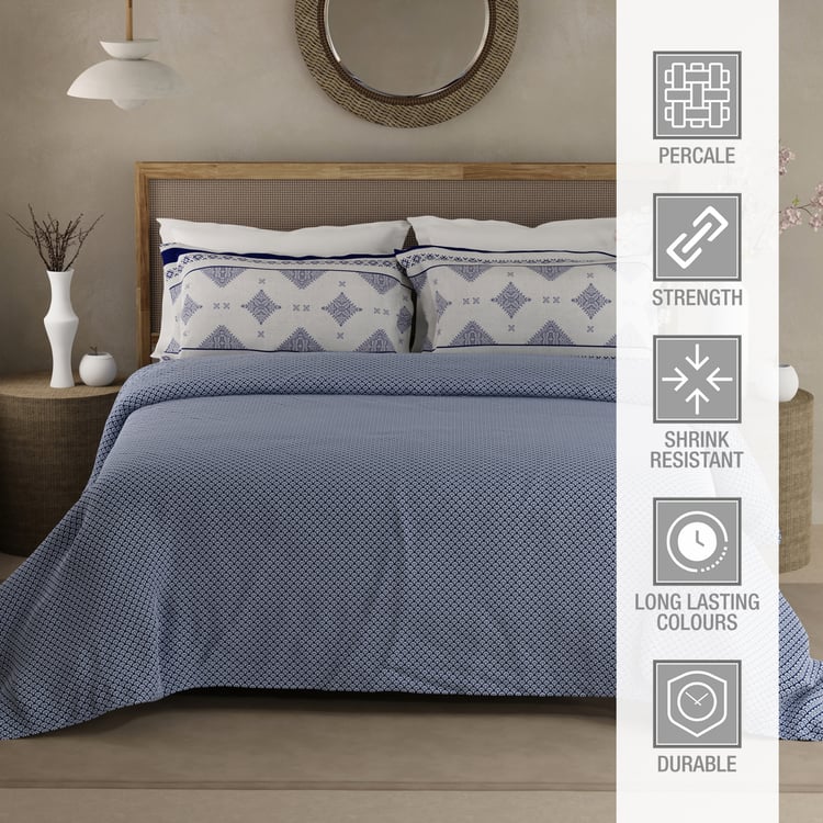 BOUTIQUE LIVING Heritage Walk Cotton 200TC Ethnic Print 3Pcs Super King Bedsheet Set