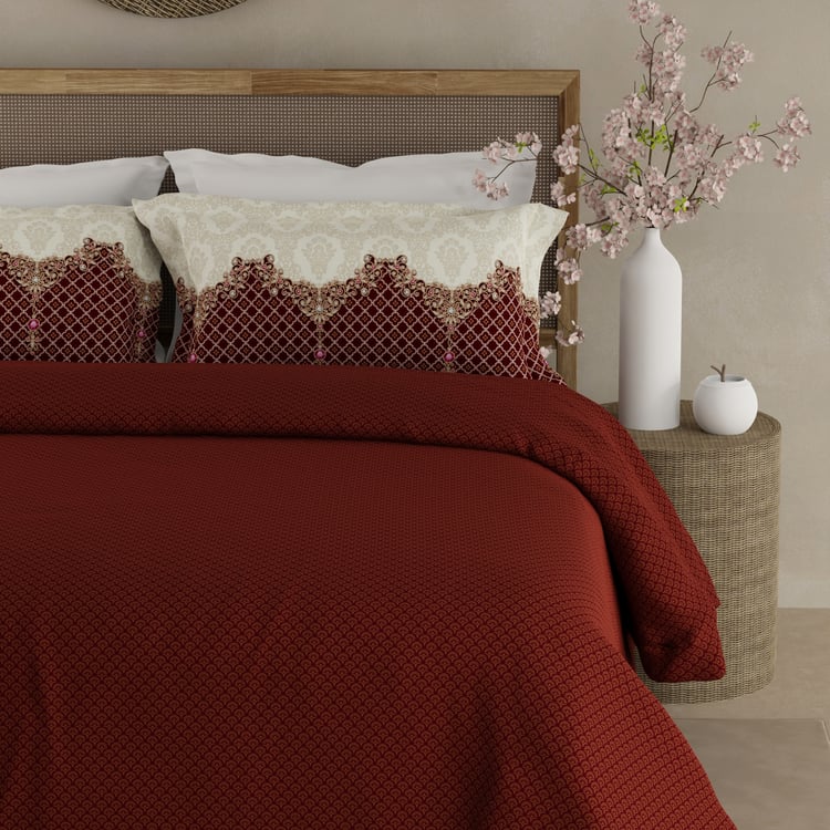 BOUTIQUE LIVING Heritage Walk Cotton 200TC Ethnic Print 3Pcs Super King Bedsheet Set