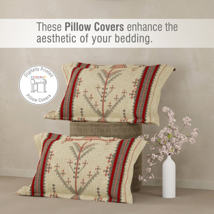BOUTIQUE LIVING Heritage Walk Cotton 200TC Ethnic Print 3Pcs Super King Bedsheet Set