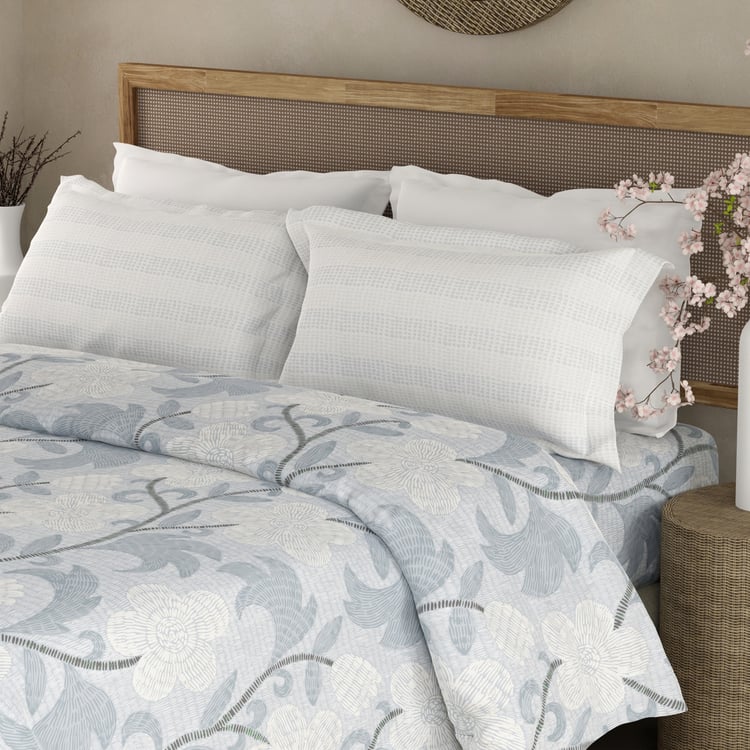 BOUTIQUE LIVING Valatia Cotton 200TC Floral Print 3Pcs Queen Bedsheet Set