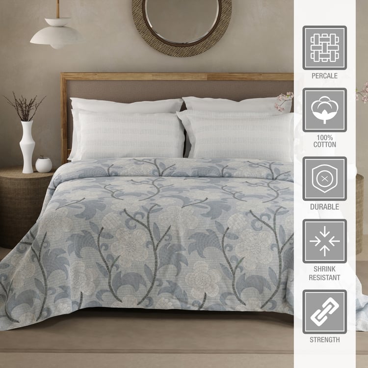 BOUTIQUE LIVING Valatia Cotton 200TC Floral Print 3Pcs Queen Bedsheet Set