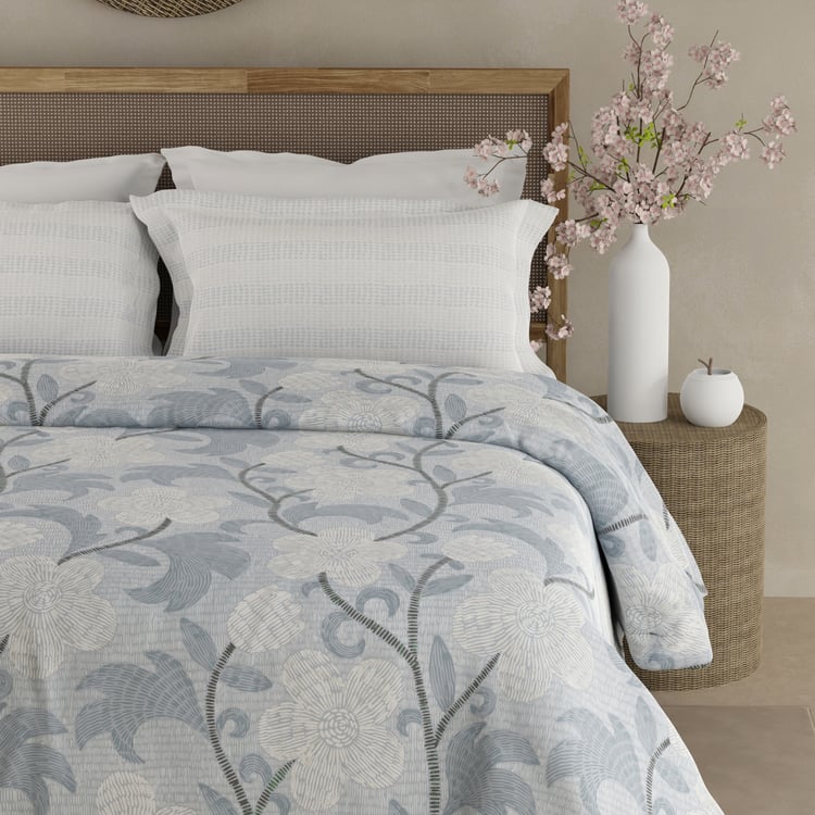 BOUTIQUE LIVING Valatia Cotton 200TC Floral Print 3Pcs Queen Bedsheet Set