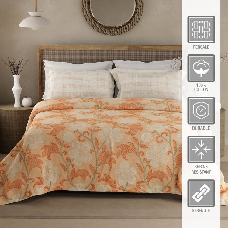 BOUTIQUE LIVING Valatia Cotton 200TC Floral Print 3Pcs Queen Bedsheet Set