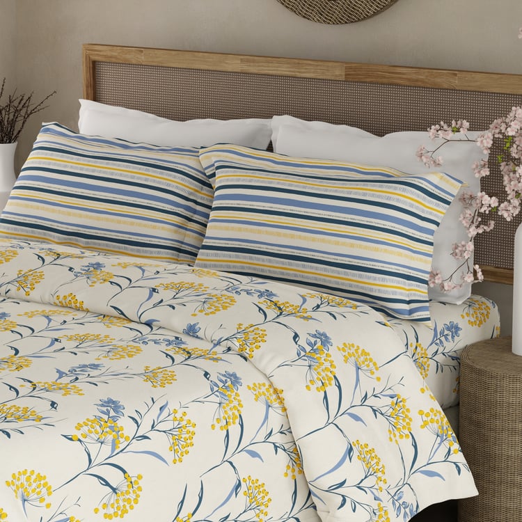 BOUTIQUE LIVING Valatia Cotton 200TC Floral Print 3Pcs Queen Bedsheet Set