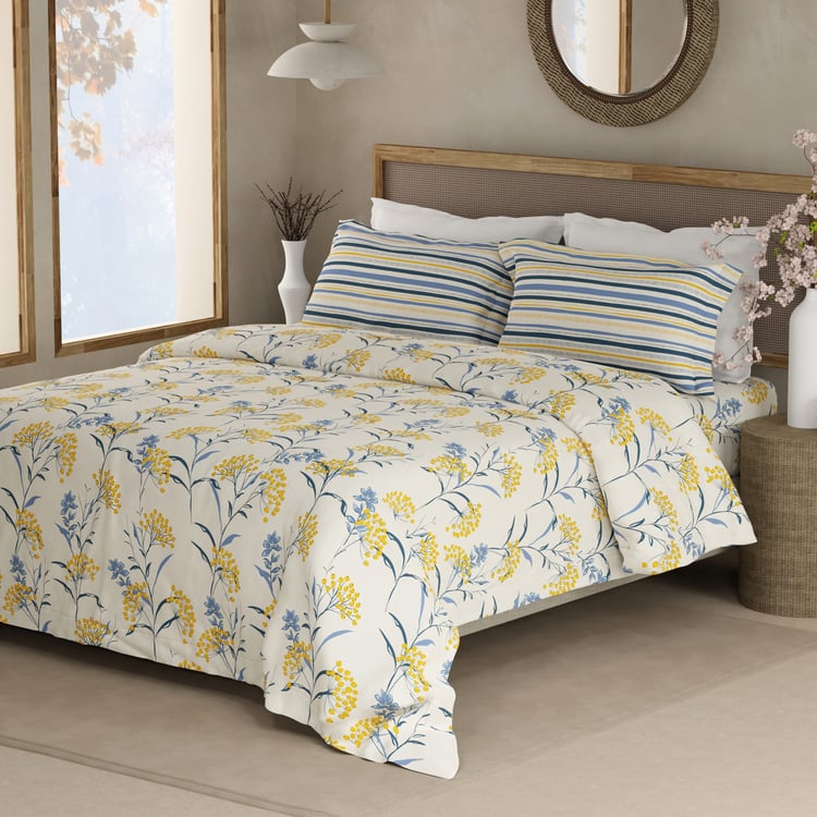 BOUTIQUE LIVING Valatia Cotton 200TC Floral Print 3Pcs Queen Bedsheet Set