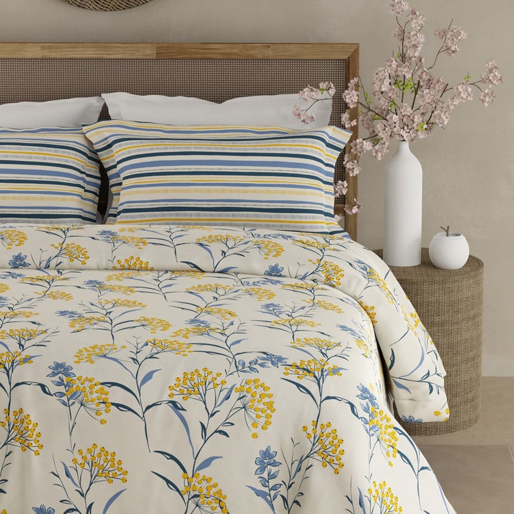 BOUTIQUE LIVING Valatia Cotton 200TC Floral Print 3Pcs Queen Bedsheet Set