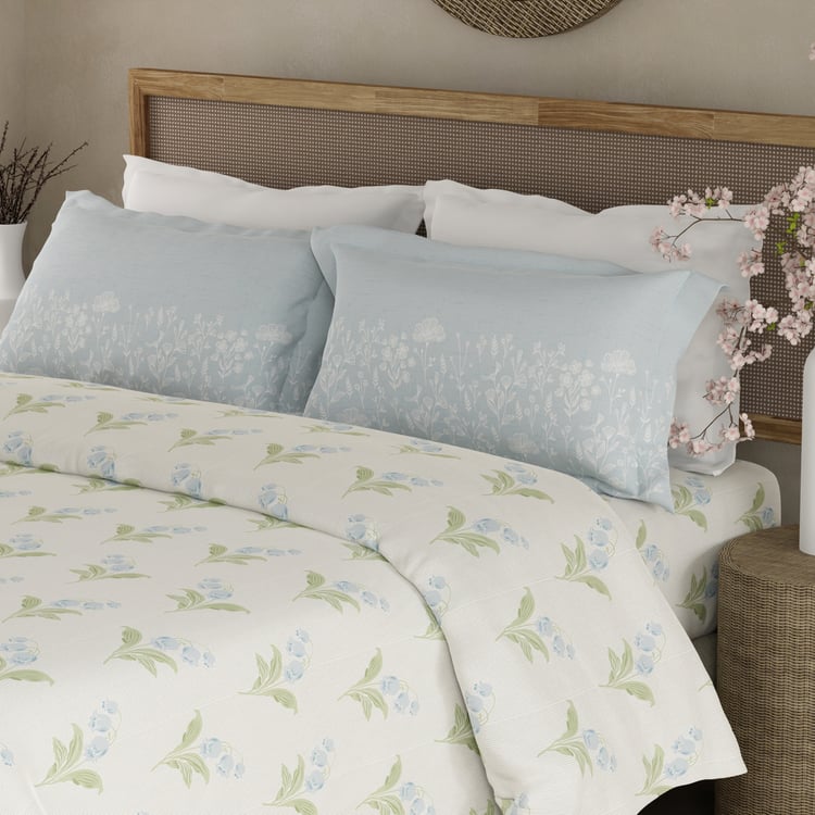 BOUTIQUE LIVING Valatia Cotton 200TC Floral Print 3Pcs Queen Bedsheet Set