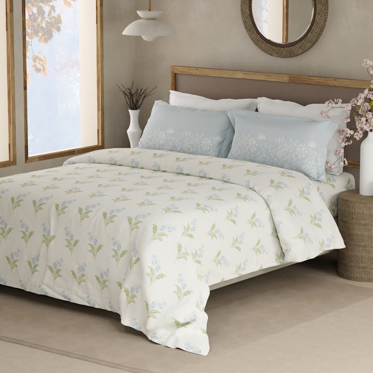 BOUTIQUE LIVING Valatia Cotton 200TC Floral Print 3Pcs Queen Bedsheet Set