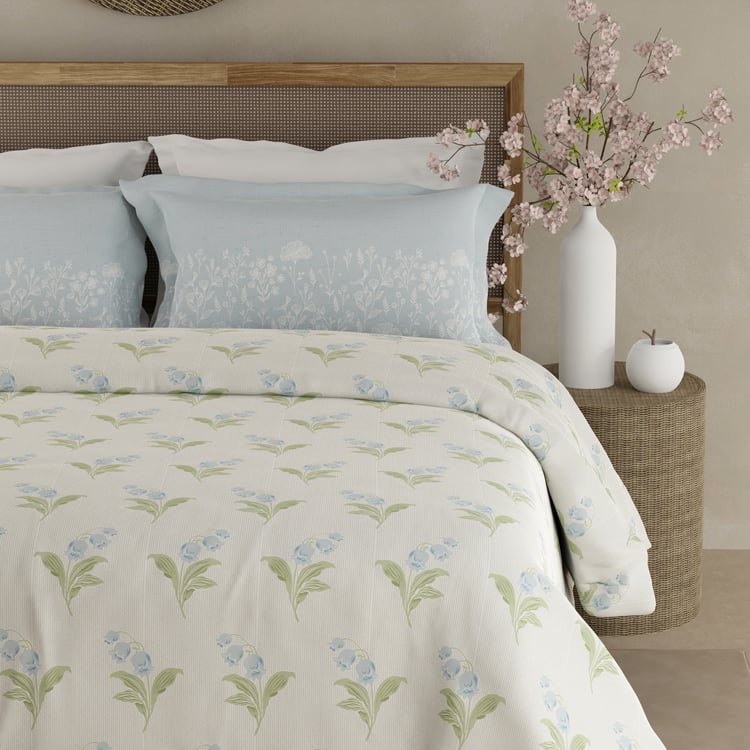 BOUTIQUE LIVING Valatia Cotton 200TC Floral Print 3Pcs Queen Bedsheet Set