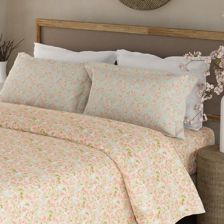 BOUTIQUE LIVING Valatia Cotton 200TC Floral Print 3Pcs Queen Bedsheet Set