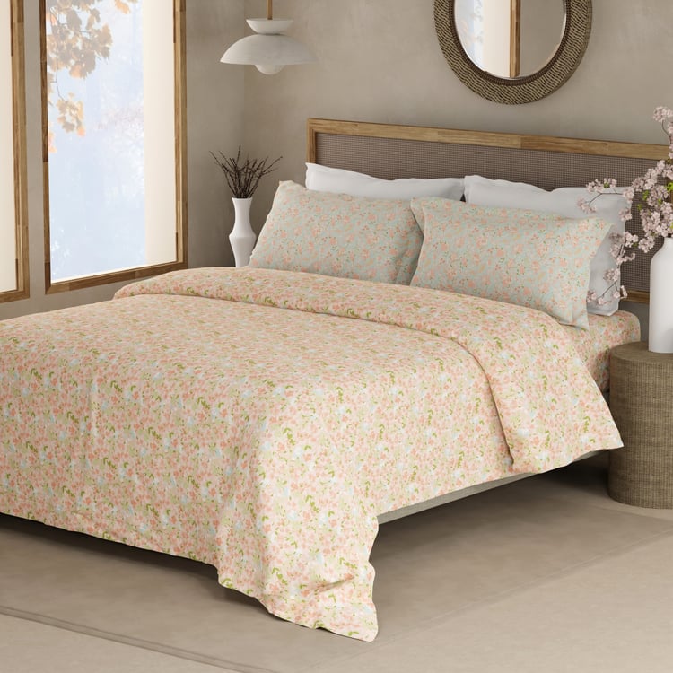 BOUTIQUE LIVING Valatia Cotton 200TC Floral Print 3Pcs Queen Bedsheet Set