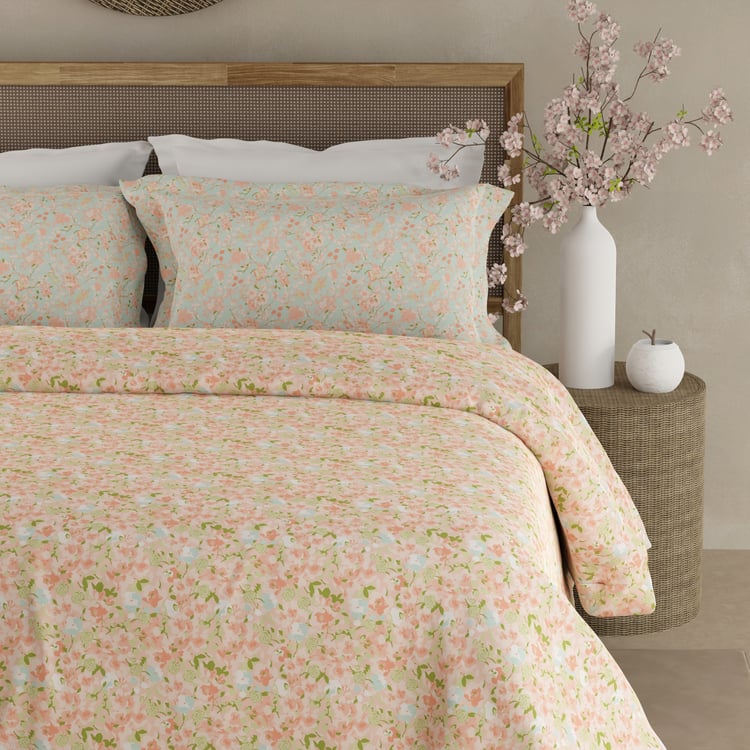 BOUTIQUE LIVING Valatia Cotton 200TC Floral Print 3Pcs Queen Bedsheet Set