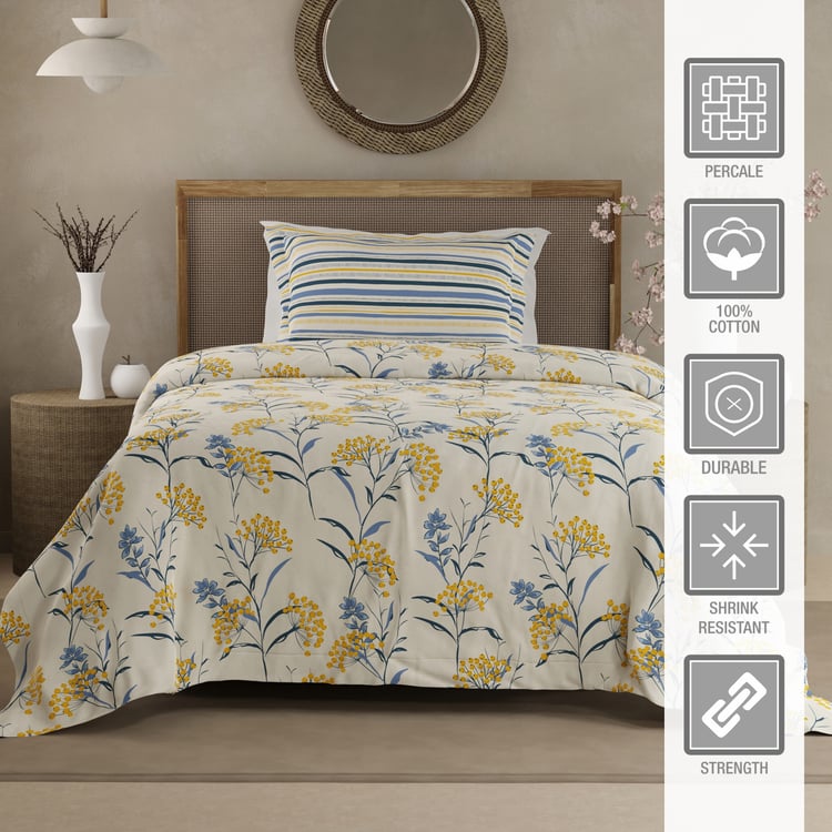 BOUTIQUE LIVING Valatia Cotton 200TC Floral Print 2Pcs Single Bedsheet Set