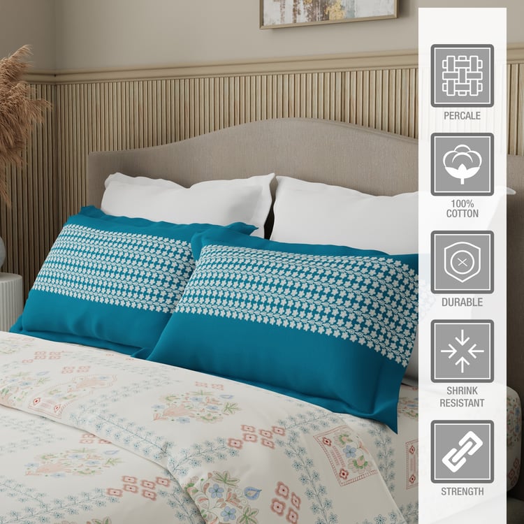 BOUTIQUE LIVING Valatia Cotton 200TC Ethnic Print 3Pcs Queen Bedsheet Set