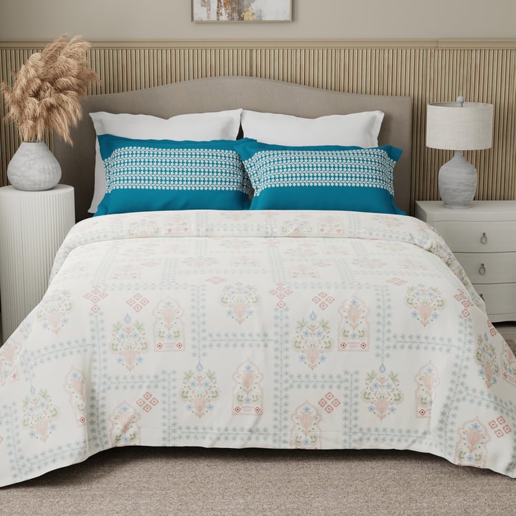 BOUTIQUE LIVING Valatia Cotton 200TC Ethnic Print 3Pcs Queen Bedsheet Set