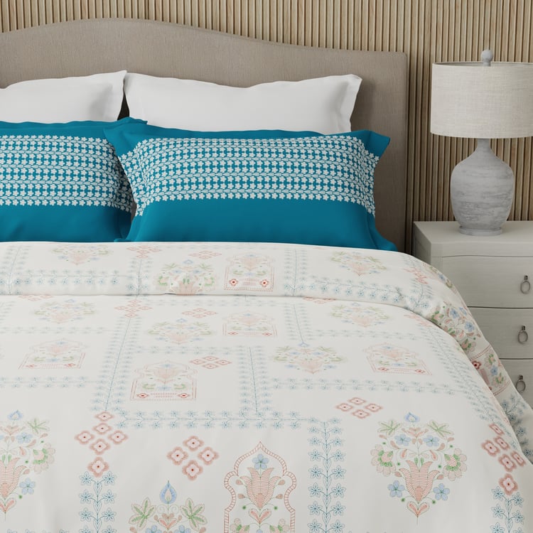 BOUTIQUE LIVING Valatia Cotton 200TC Ethnic Print 3Pcs Queen Bedsheet Set