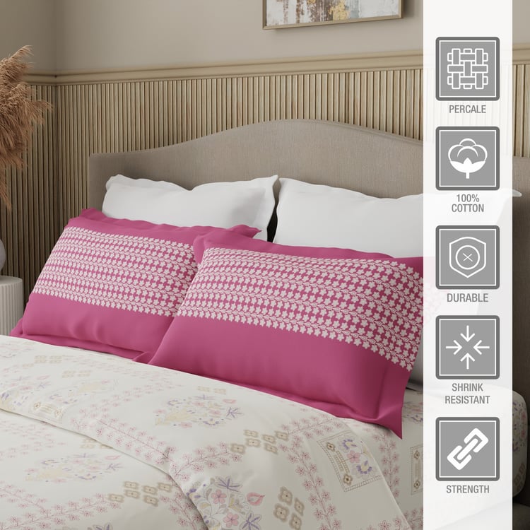 BOUTIQUE LIVING Valatia Cotton 200TC Ethnic Print 3Pcs Queen Bedsheet Set