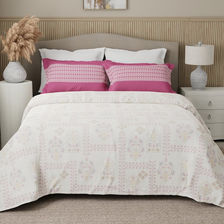 BOUTIQUE LIVING Valatia Cotton 200TC Ethnic Print 3Pcs Queen Bedsheet Set
