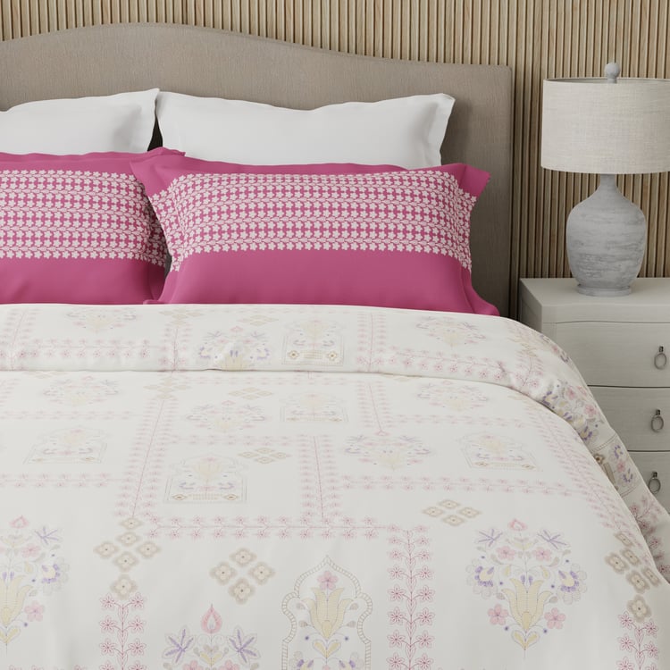 BOUTIQUE LIVING Valatia Cotton 200TC Ethnic Print 3Pcs Queen Bedsheet Set